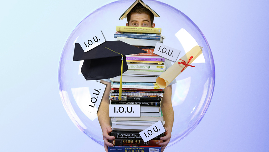 student with lots of books on hand